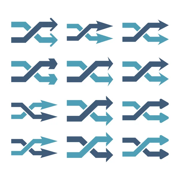 Set di icone piatte vettoriali destro con le frecce Shuffle — Vettoriale Stock
