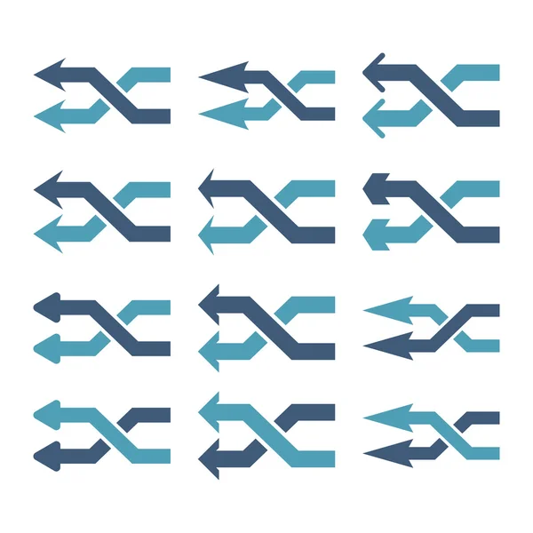 Ensemble d'icônes plates à vecteur gauche Shuffle Arrows — Image vectorielle