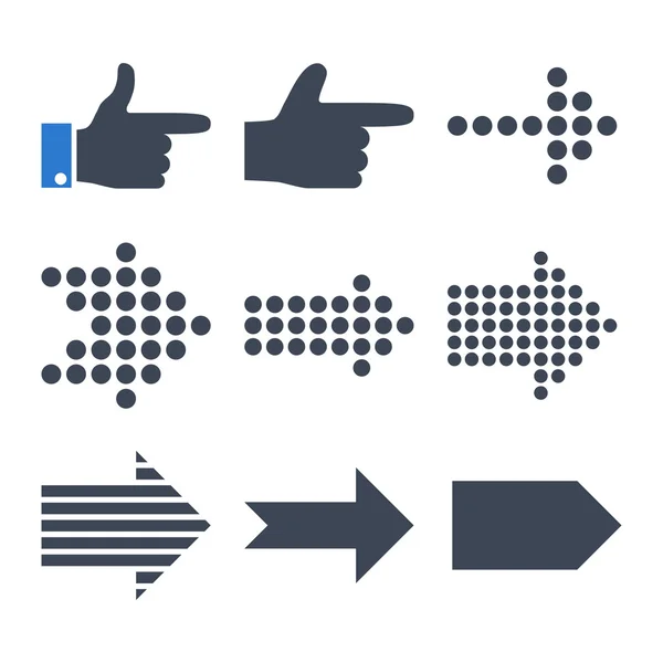 Pointeurs Ensemble d'icônes plat vectoriel droit — Image vectorielle