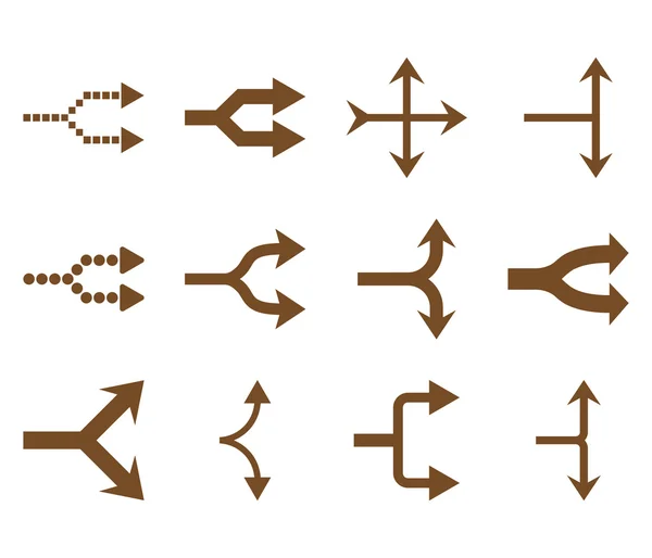 Junction Arrows Vector derecho Conjunto de iconos planos — Archivo Imágenes Vectoriales