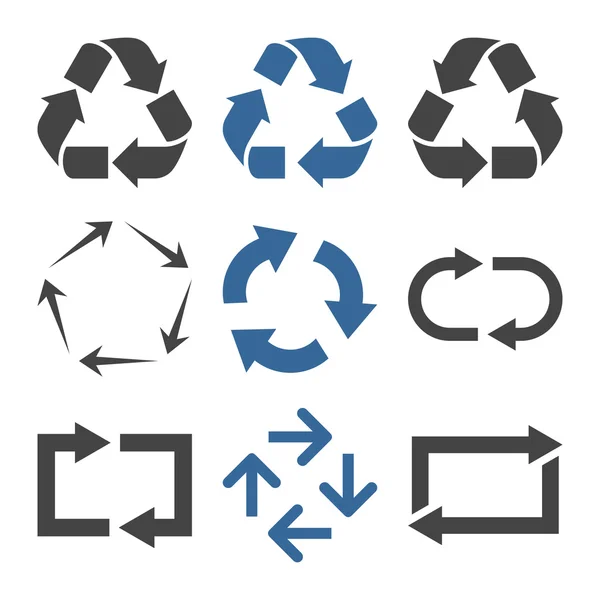 Reciclar Flechas Vector Icono Plano Set — Vector de stock