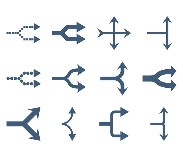 Junction Arrows Vector derecho Conjunto de iconos planos — Archivo Imágenes Vectoriales