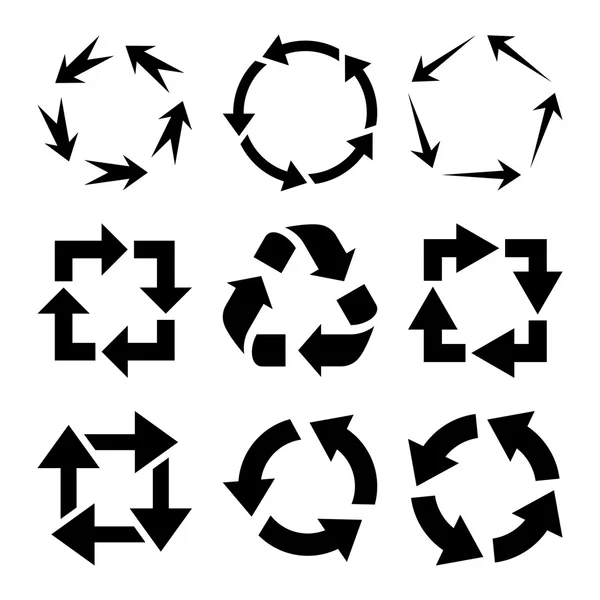 Recycle pijlen Vector platte Icon Set — Stockvector