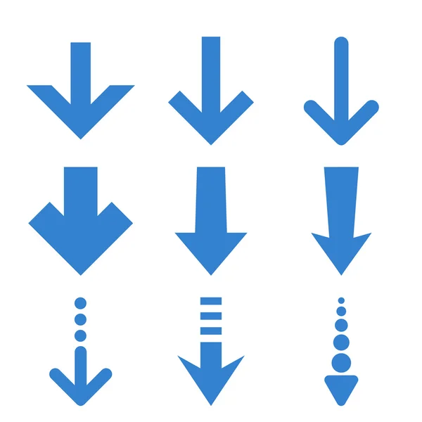 Abajo Flechas Vector Icono Plano Set — Archivo Imágenes Vectoriales