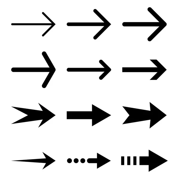 Ensemble d'icônes plates vectorielles flèches droites — Image vectorielle