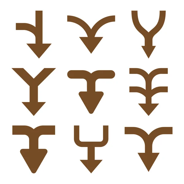 Combinar las flechas hacia abajo Vector Icono plano conjunto — Archivo Imágenes Vectoriales