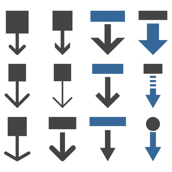 Tire hacia abajo el conjunto de iconos planos del vector — Vector de stock