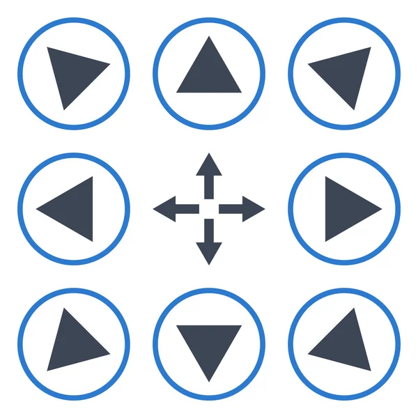 Ensemble d'icônes plates vectorielles à directions circulaires — Image vectorielle