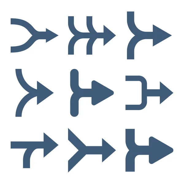 Samenvoegen van pijlen rechts Vector platte Icon Set — Stockvector