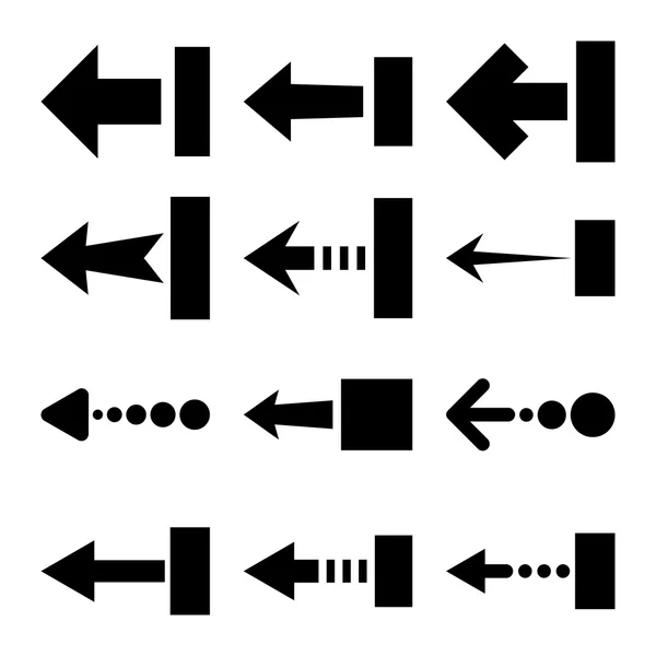 Tire del conjunto de iconos planos del vector izquierdo — Archivo Imágenes Vectoriales