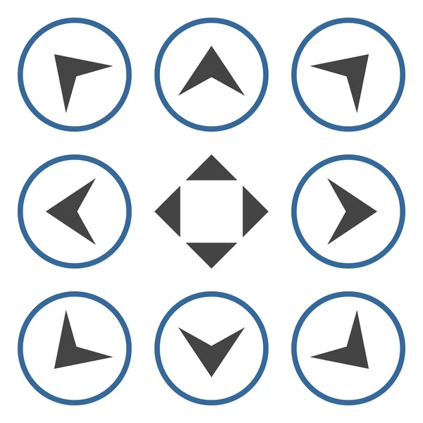 Ensemble d'icônes plates vectorielles à pointes fléchées cerclées — Image vectorielle