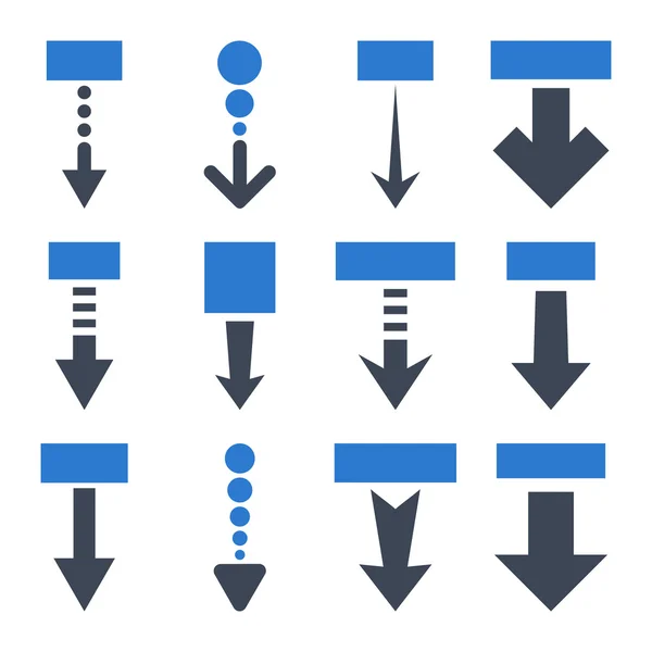 Tire hacia abajo el conjunto de iconos planos del vector — Archivo Imágenes Vectoriales