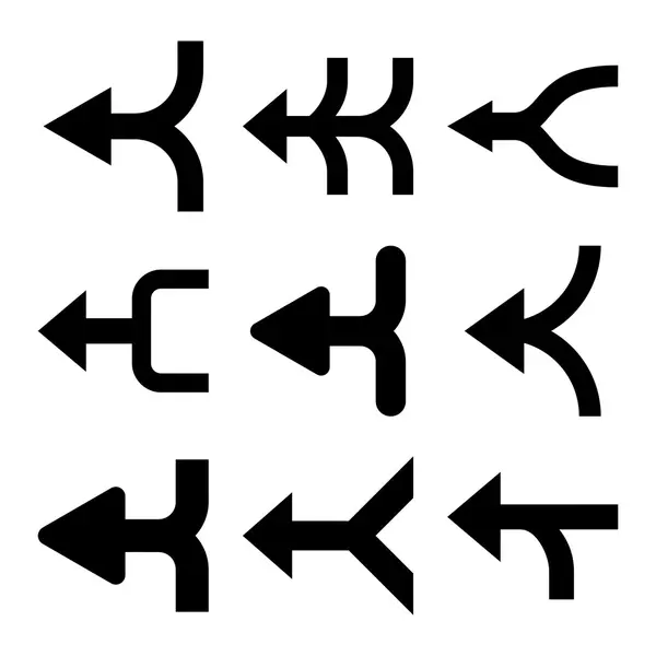 Oklar sol vektör düz Icon Set birleştirme — Stok Vektör
