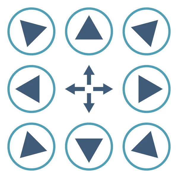 Direções circuladas Conjunto de ícones planos vetoriais — Vetor de Stock