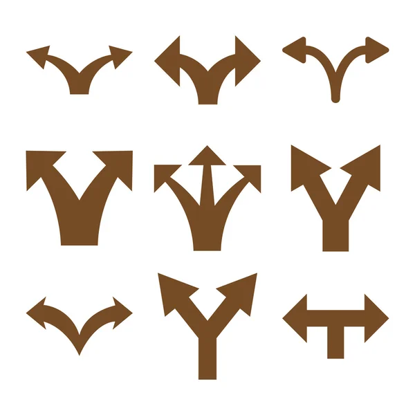 Separate Pfeile Vektor flache Symbole gesetzt — Stockvektor