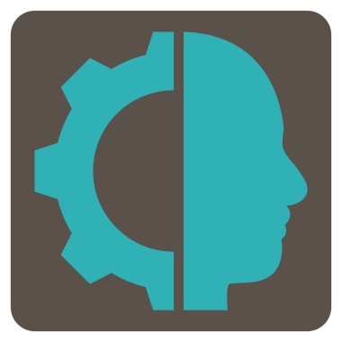 Cyborg Gear Flat Vektör Simgesi