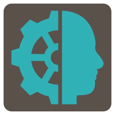 Cyborg Gear Flat Vektör Simgesi