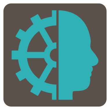 Cyborg vites düz vektör piktogram