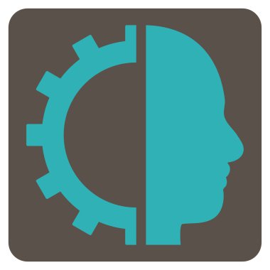 Cyborg Gear Flat Vektör Simgesi