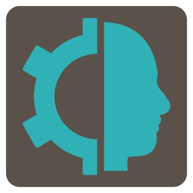 Cyborg vites düz vektör piktogram