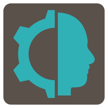 Cyborg Gear Flat Vektör Simgesi