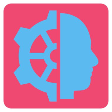 Cyborg Gear Flat Vektör Simgesi