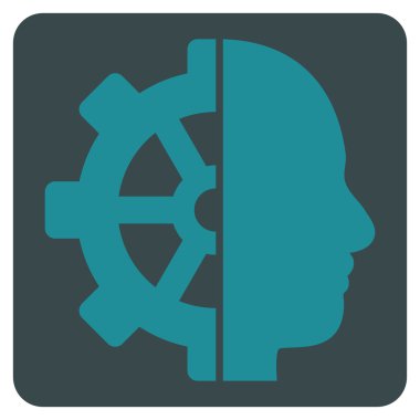 Cyborg Gear Flat Vektör Simgesi