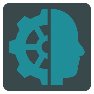 Cyborg vites düz vektör piktogram