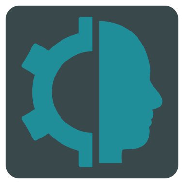 Cyborg Gear Flat Vektör Simgesi