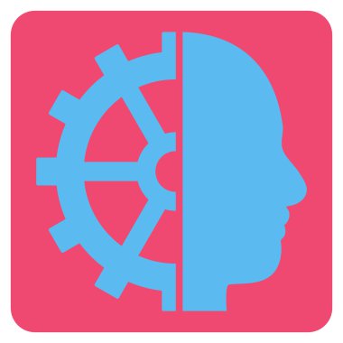 Cyborg vites düz vektör piktogram