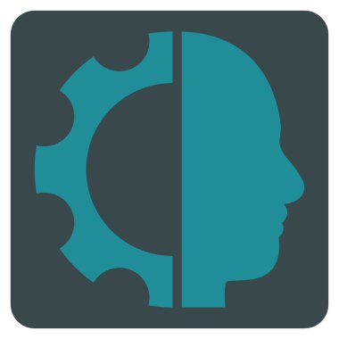 Cyborg vites düz vektör piktogram