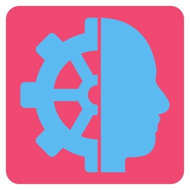 Cyborg vites düz vektör piktogram