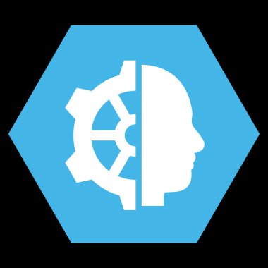 Cyborg Gear Flat Vektör Simgesi