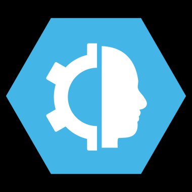 Cyborg vites düz vektör piktogram