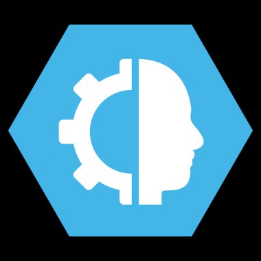 Cyborg vites düz vektör piktogram