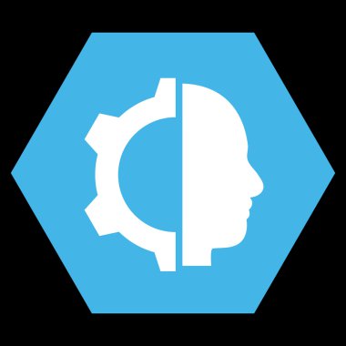 Cyborg vites düz vektör piktogram