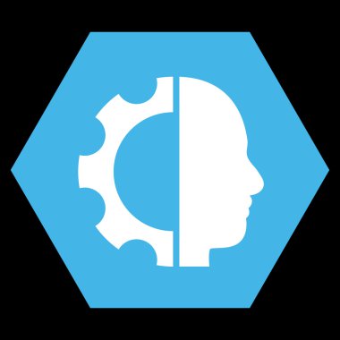 Cyborg Gear Flat Vektör Simgesi