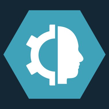 Cyborg Gear Flat Vektör Simgesi