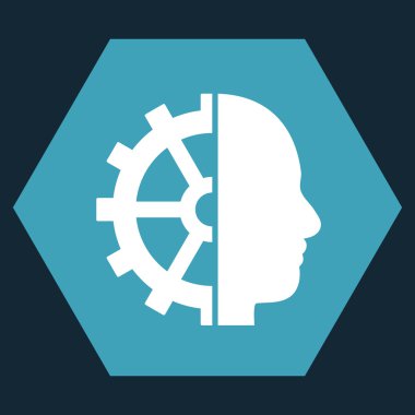 Cyborg Gear Flat Vektör Simgesi