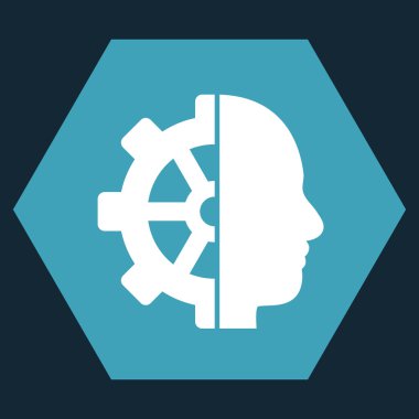 Cyborg Gear Flat Vektör Simgesi