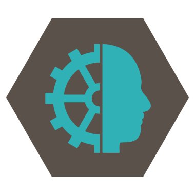 Cyborg vites düz vektör piktogram