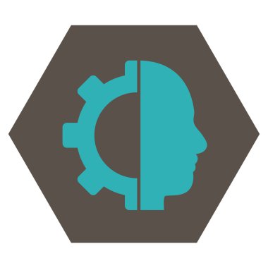 Cyborg Gear Flat Vektör Simgesi