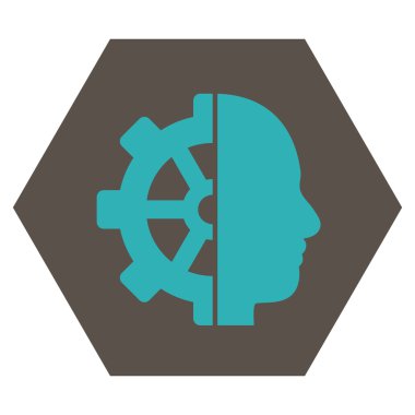 Cyborg Gear Flat Vektör Sembolü