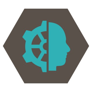 Cyborg Gear Flat Vektör Sembolü