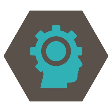 Cyborg Gear Flat Vektör Simgesi