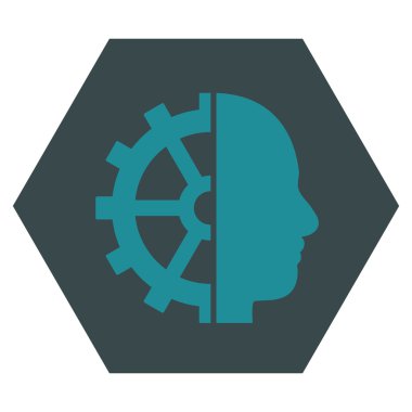 Cyborg Gear Flat Vektör Simgesi