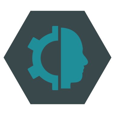 Cyborg vites düz vektör piktogram