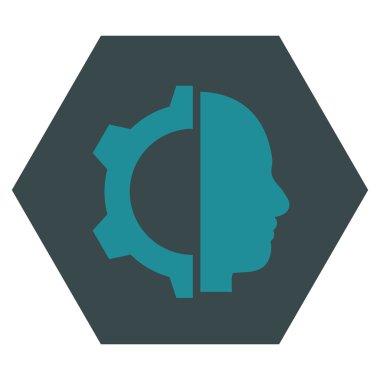 Cyborg Gear Flat Vektör Sembolü