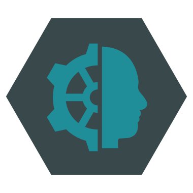 Cyborg Gear Flat Vektör Simgesi