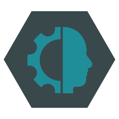 Cyborg Gear Flat Vektör Sembolü